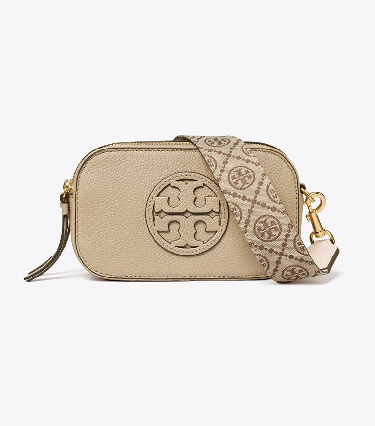 Tory Burch designer portafogli Tracolla in nastro T Monogram in Hazelnut front