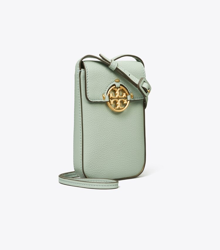 Tory Burch designer mini bags Tracolla porta telefono Miller in Blue Celadon angle
