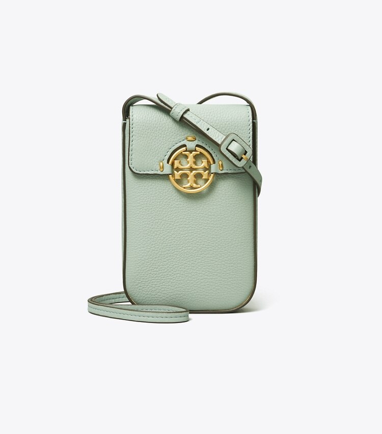 Tory Burch designer mini bags Tracolla porta telefono Miller in Blue Celadon front