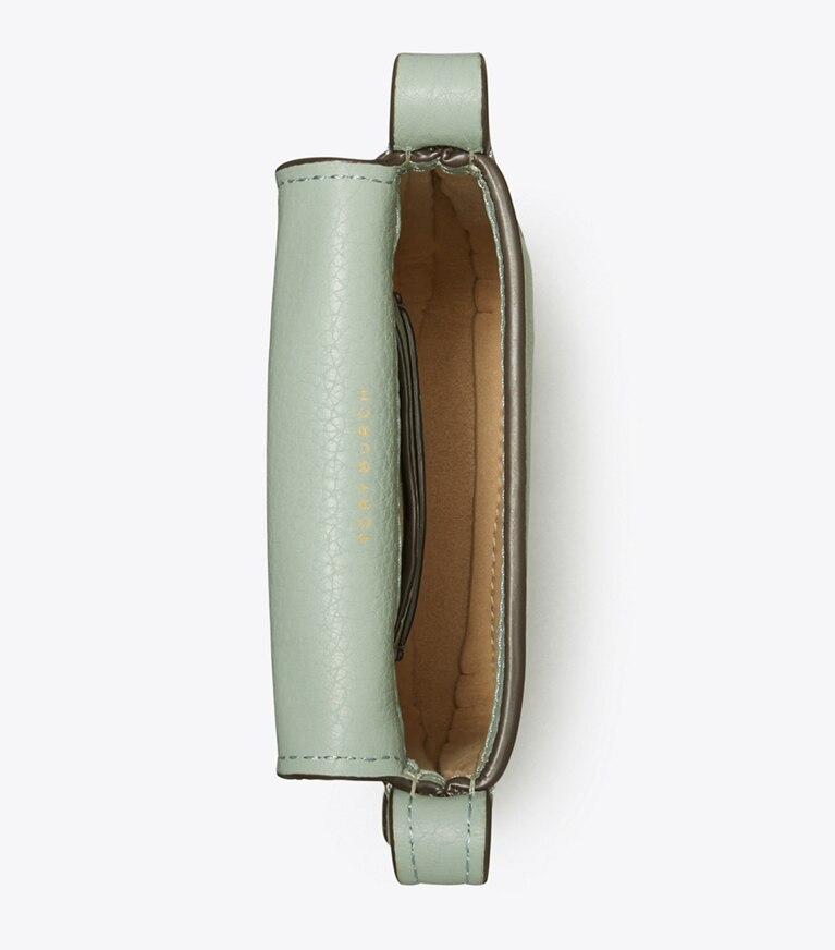 Tory Burch designer mini bags Tracolla porta telefono Miller in Blue Celadon angle