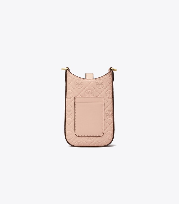 Tory Burch designer mini bags Tracolla portatelefono in pelle T Monogram in Blush indietro