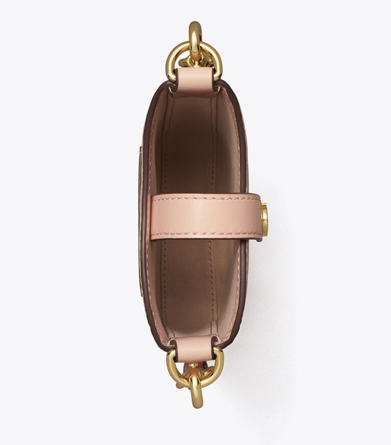 Tory Burch designer mini bags Tracolla portatelefono in pelle T Monogram in Blush angle