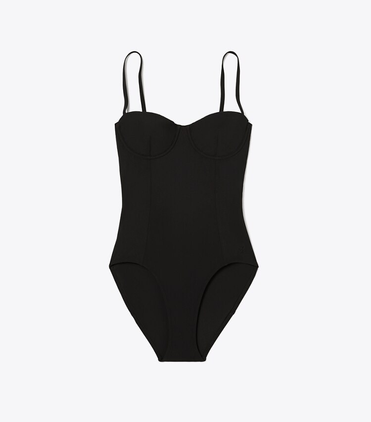 Tory Burch diseñador enterizos Traje de baño balconette en Black frente