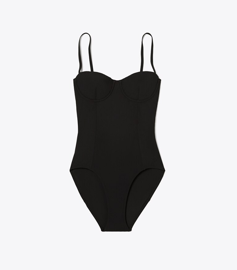 Tory Burch diseñador enterizos Traje de baño balconette en Black frente