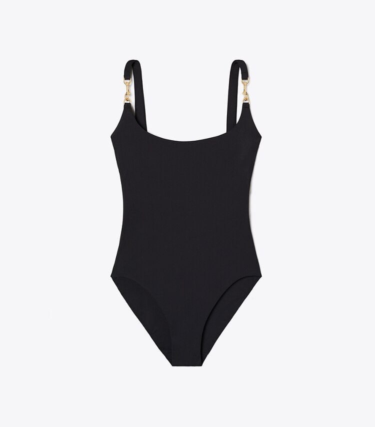 Tory Burch diseñador enterizos Traje de baño con clip en BLACK frente
