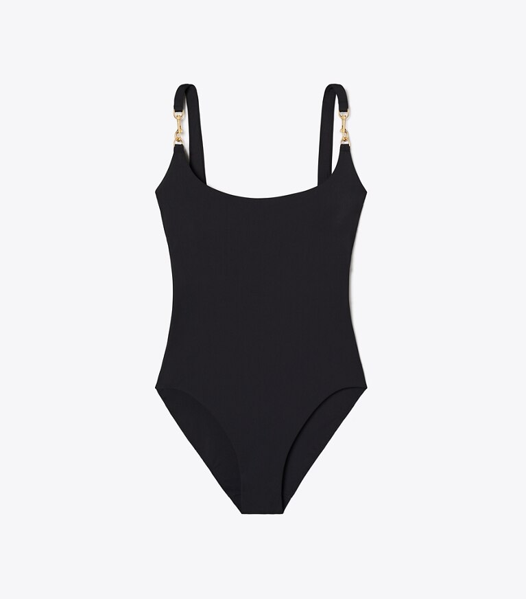 Tory Burch diseñador enterizos Traje de baño con clip en BLACK frente