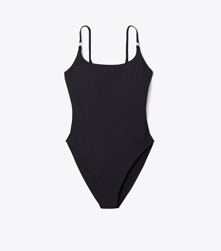 Tory Burch diseñador enterizos Traje de baño liso en Black frente