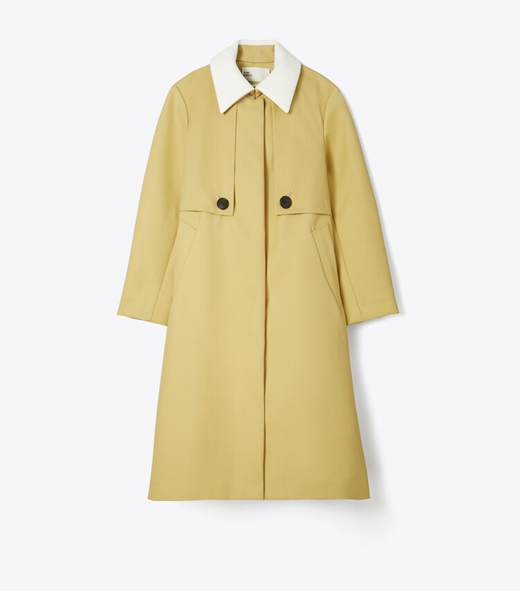 Tory Burch diseñador abrigos Trench de sarga de algodón en Washed Moss frontal