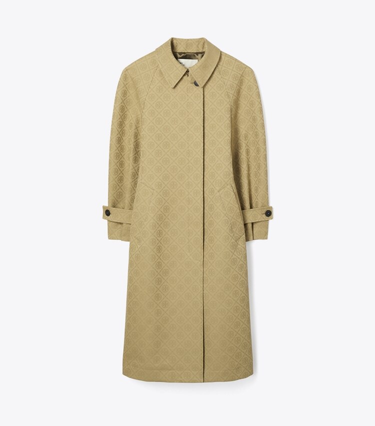 Tory Burch designer mäntel Trenchcoat aus Jacquard mit T-Monogramm in Taupe Gray T MONOGRAM SMALL SPORT front