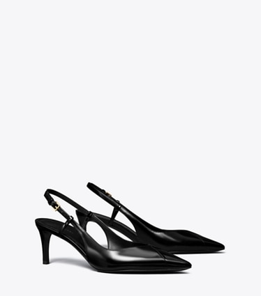 Tory Burch designer heels Triangle Slingback in PERFECT BLACK angle