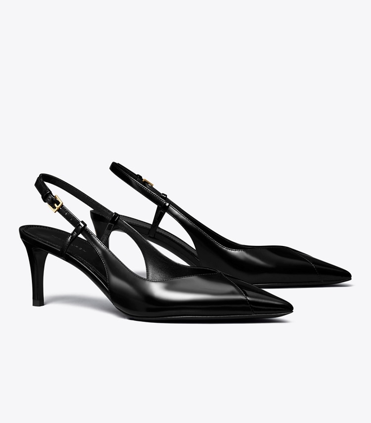 Tory Burch designer heels Triangle Slingback in PERFECT BLACK angle