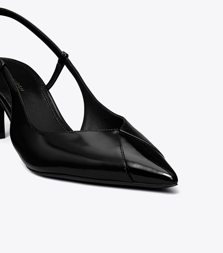 Tory Burch designer heels Triangle Slingback in PERFECT BLACK detail