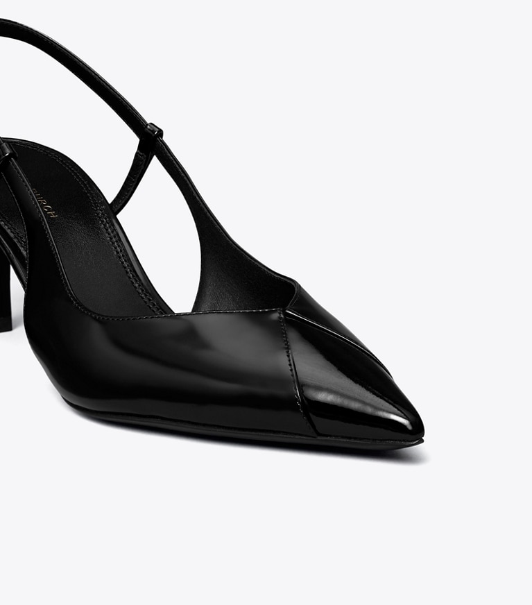 Tory Burch designer heels Triangle Slingback in PERFECT BLACK angle
