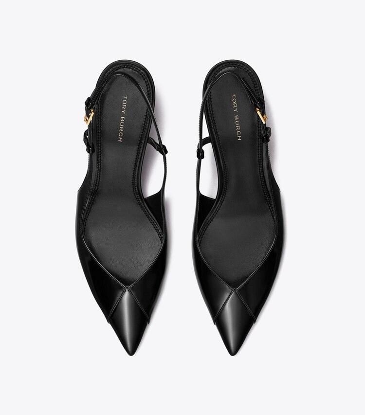 Tory Burch designer heels Triangle Slingback in PERFECT BLACK overhead