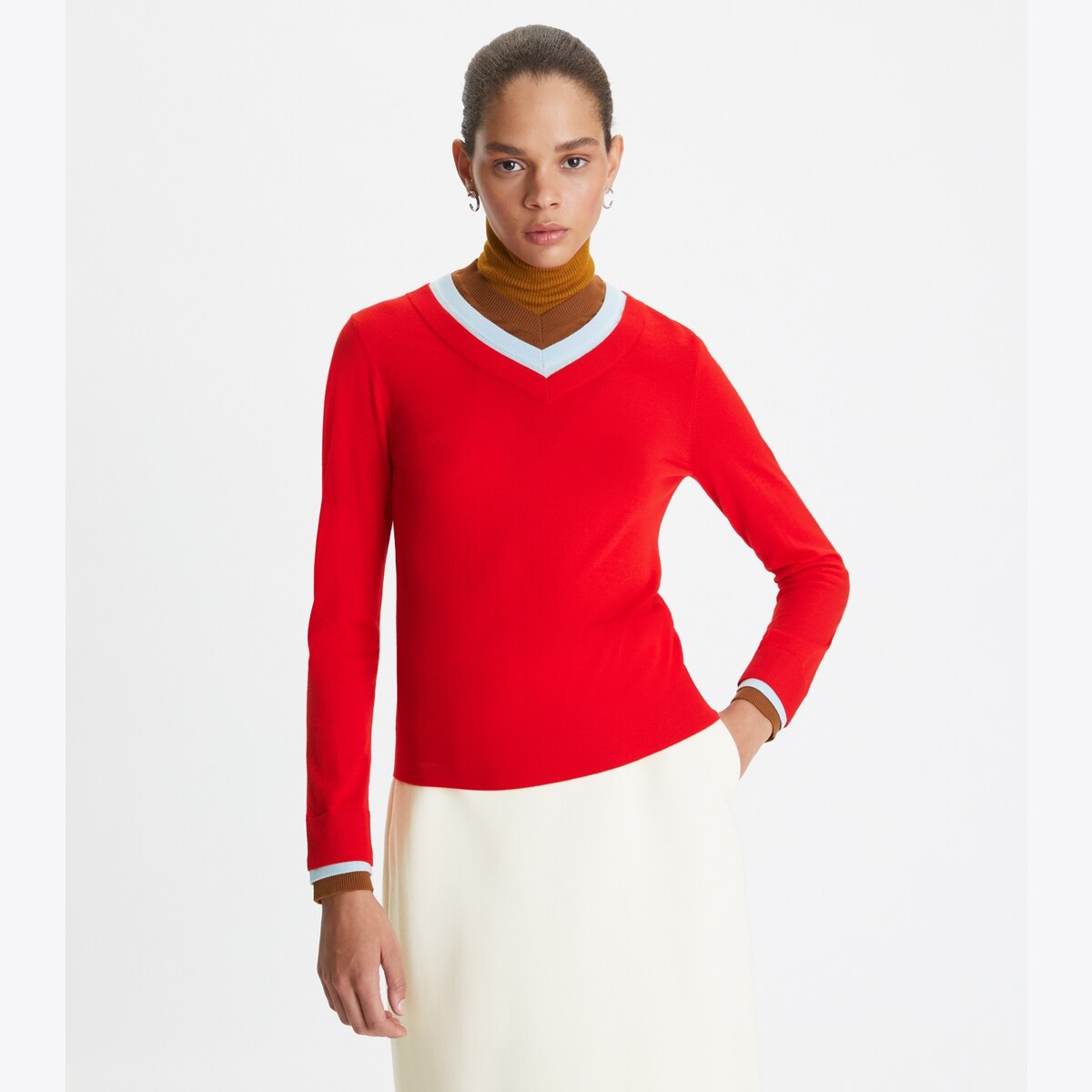 Triple Layer Colorblock Sweater: Women's Designer Sweaters