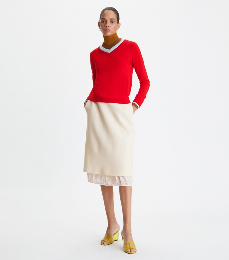 Triple Layer Colorblock Sweater: Women's Designer Sweaters | Tory