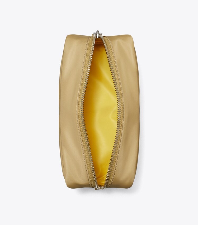 Tory Burch designer trousses de maquillage Trousse cosmétique Twist format moyen in Wheat dessus