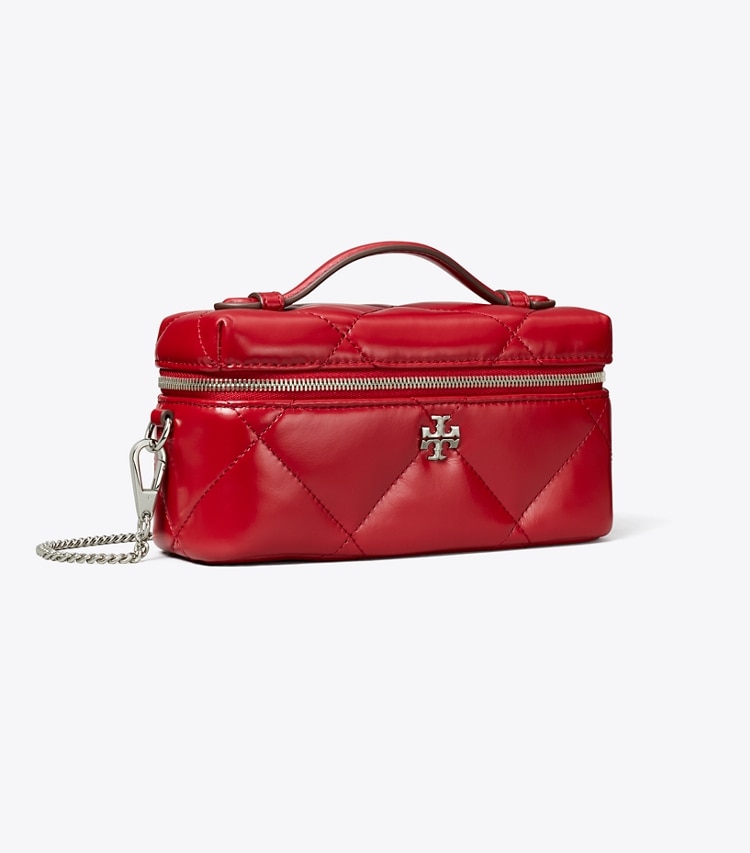 Tory Burch designer sacs à bandoulière Trousse de beauté matelassée à losanges Kira East-West dans Red angle