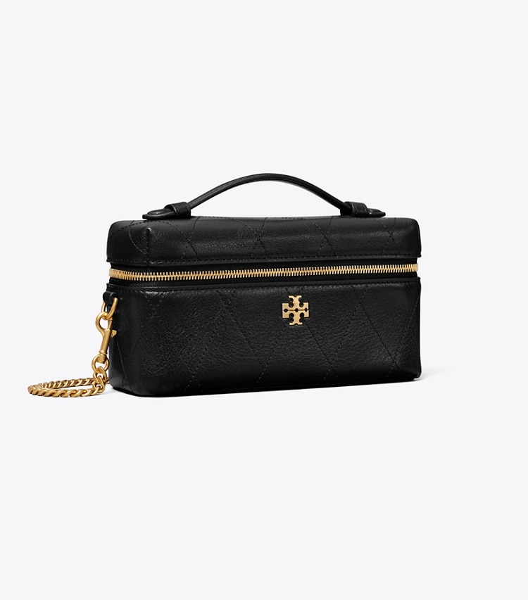 Tory Burch designer sacs à bandoulière Trousse de beauté matelassée Charlie dans Black angle