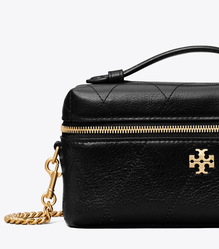 Tory Burch designer sacs à bandoulière Trousse de beauté matelassée Charlie dans Black détails