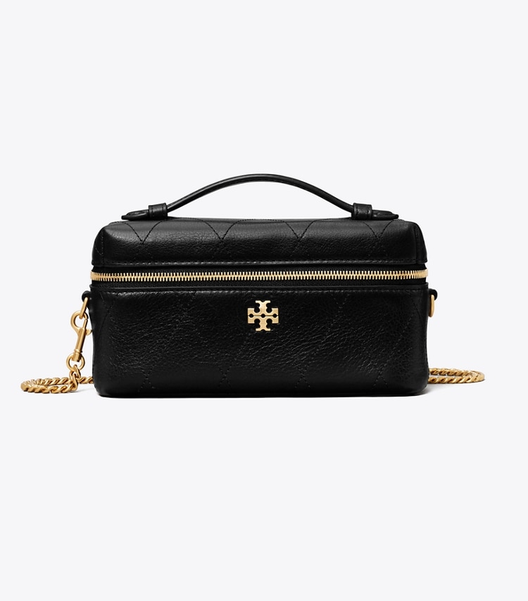 Tory Burch designer sacs à bandoulière Trousse de beauté matelassée Charlie dans Black de face