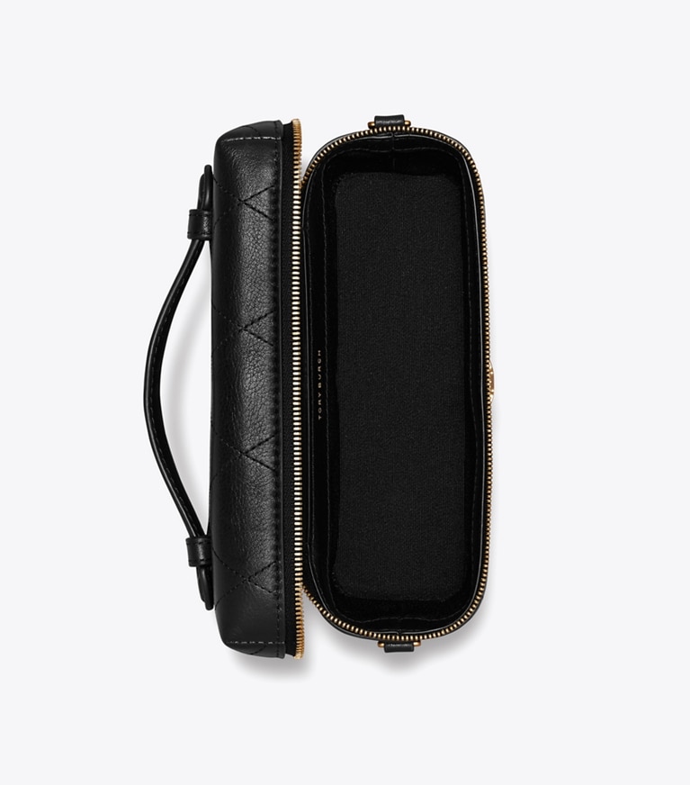 Tory Burch designer sacs à bandoulière Trousse de beauté matelassée Charlie dans Black vue du dessus