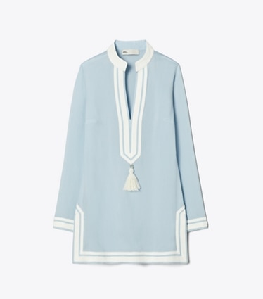Tory Burch designer copricostume Tunica a righe Tory in Light Blue Sky front
