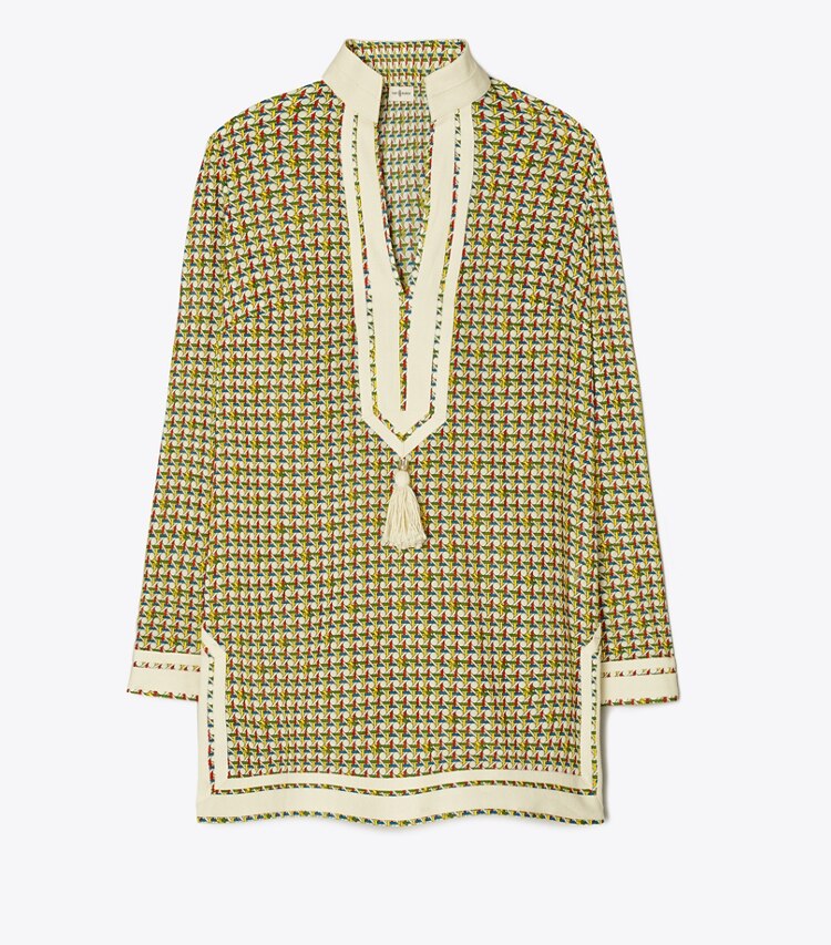 Tory Burch designer copricostume Tunica stampata Tory in French Cream Basketweave front