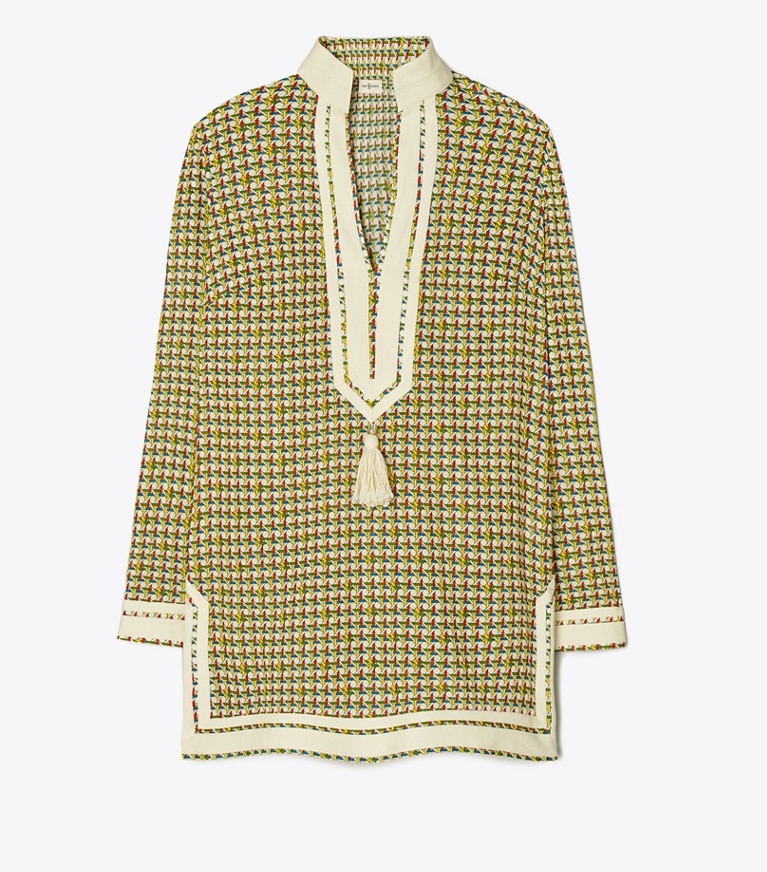 Tory Burch designer copricostume Tunica stampata Tory in French Cream Basketweave front