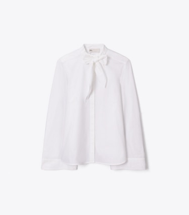 Tory Burch designer hauts Tunique en coton à nœud in White front