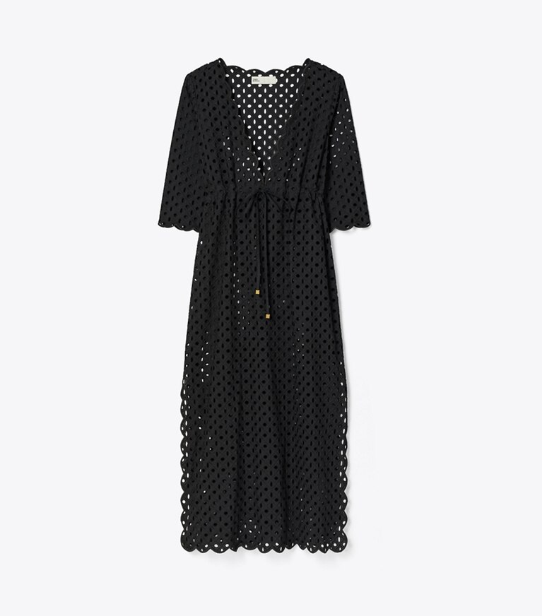 Tory Burch designer paréos Tunique en coton broderie anglaise dans Black de face