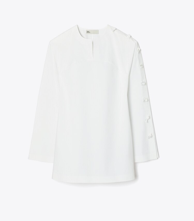 Tory Burch designer hauts Tunique nouée en popeline de coton in White front