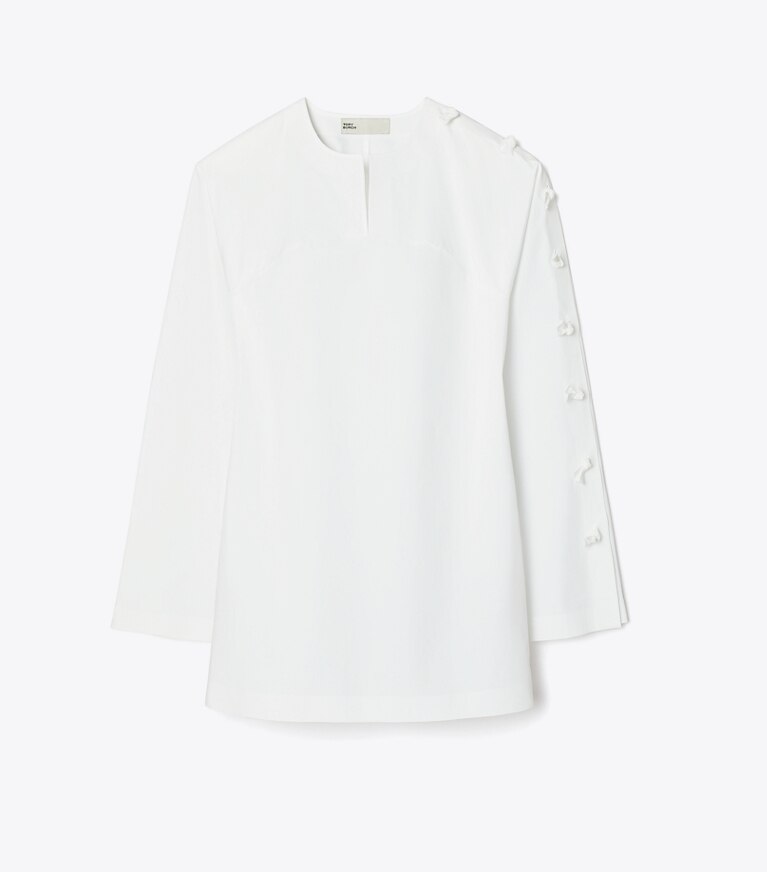 Tory Burch designer hauts Tunique nouée en popeline de coton in White front
