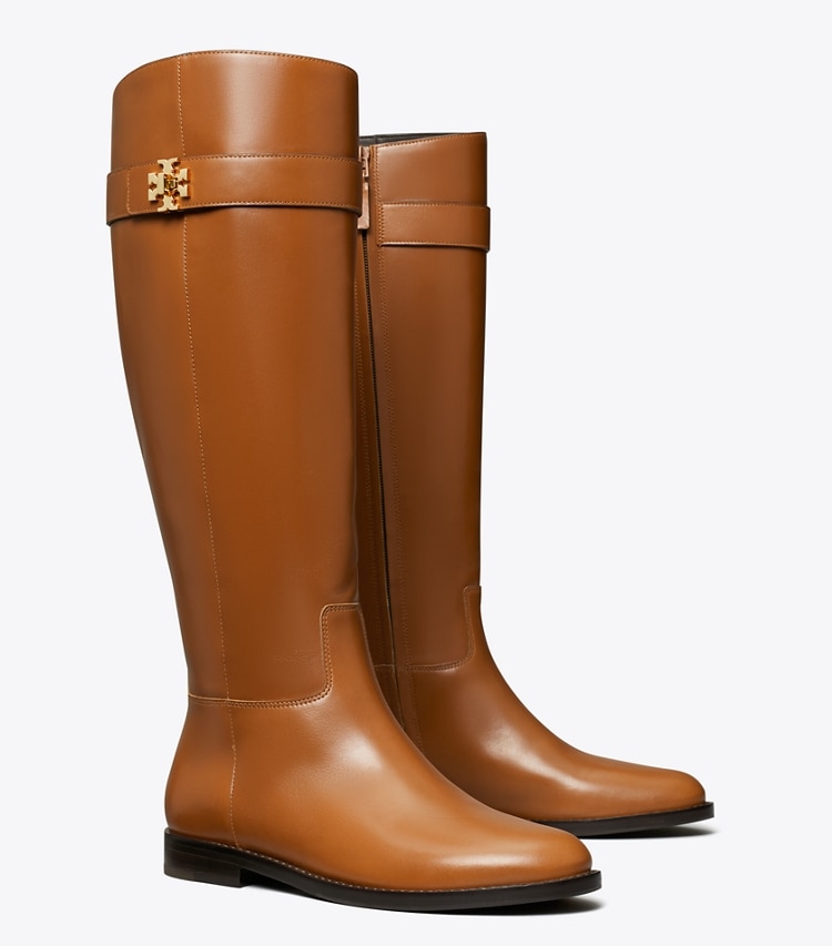 Tory Burch designer boots Turn-Lock Riding Boot in SIERRA COGNAC angle