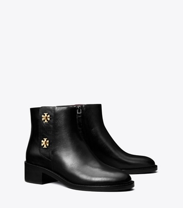 Tory Burch designer ankle boots Turnlock Ankle Boot in PERFECT BLACK angle
