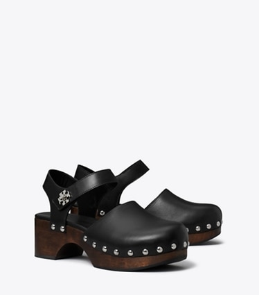 Tory Burch designer heels Turnlock Clog in PERFECT BLACK angle