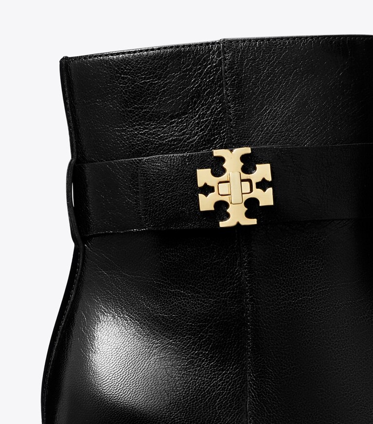 Tory Burch designer ankle boots Turnlock Heeled Ankle Boot in PERFECT BLACK angle