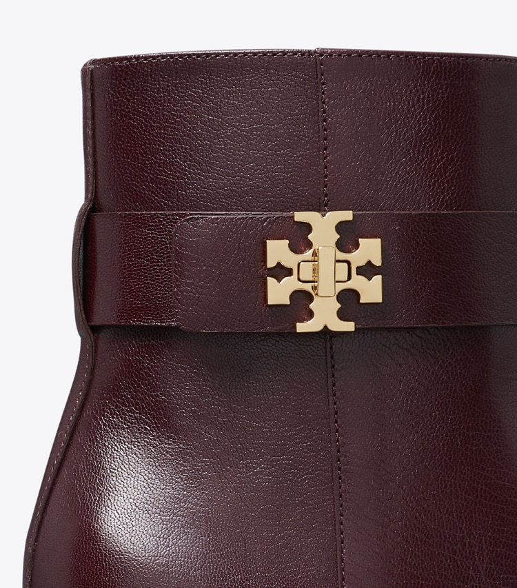 Tory Burch designer ankle boots Turnlock Heeled Ankle Boot in DARK CARMINE detail