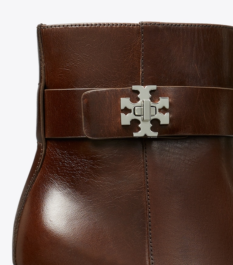 Tory Burch designer ankle boots Turnlock Heeled Ankle Boot in COFFEE detail