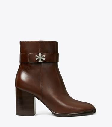 Tory Burch designer ankle boots Turnlock Heeled Ankle Boot in COFFEE side