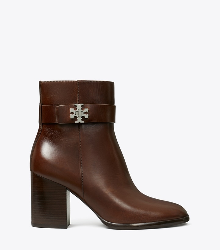 Tory Burch designer ankle boots Turnlock Heeled Ankle Boot in COFFEE side