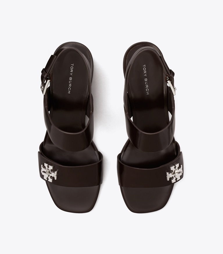 Tory Burch designer sandals Turnlock Heeled Sandal in COCOA overhead