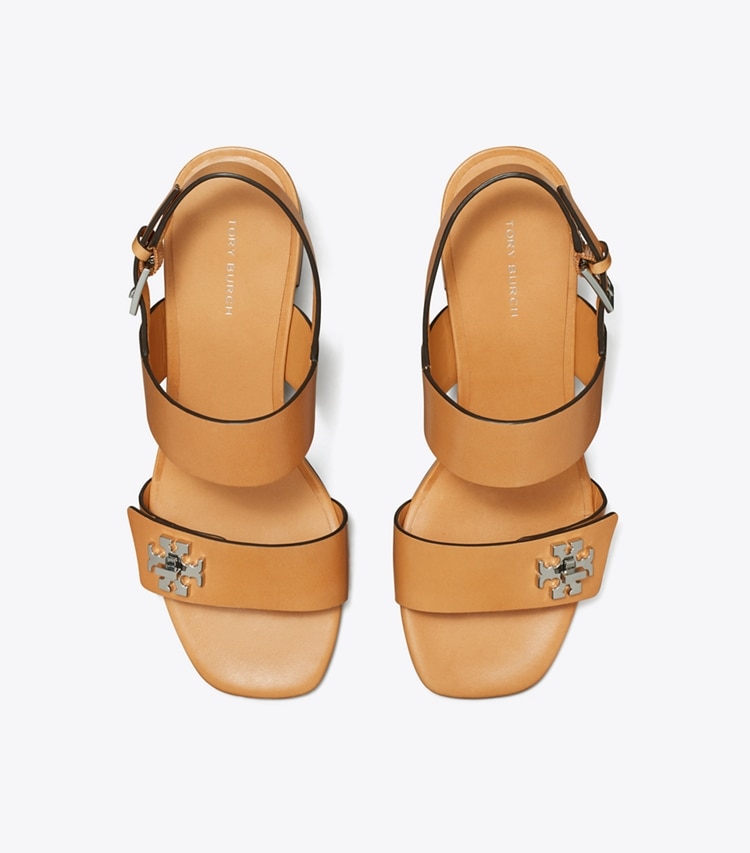 Tory Burch designer sandals Turnlock Heeled Sandal in CAMELLO overhead