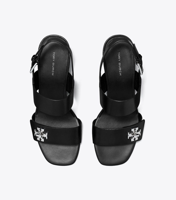 Tory Burch designer sandals Turnlock Heeled Sandal in PERFECT BLACK overhead