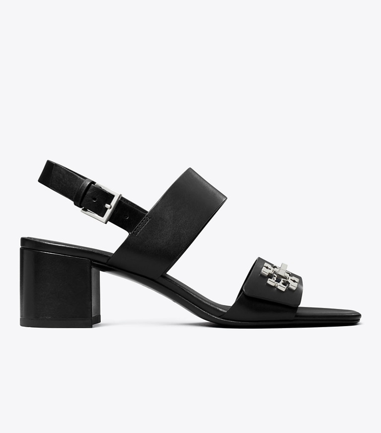 Tory Burch designer sandals Turnlock Heeled Sandal in PERFECT BLACK angle