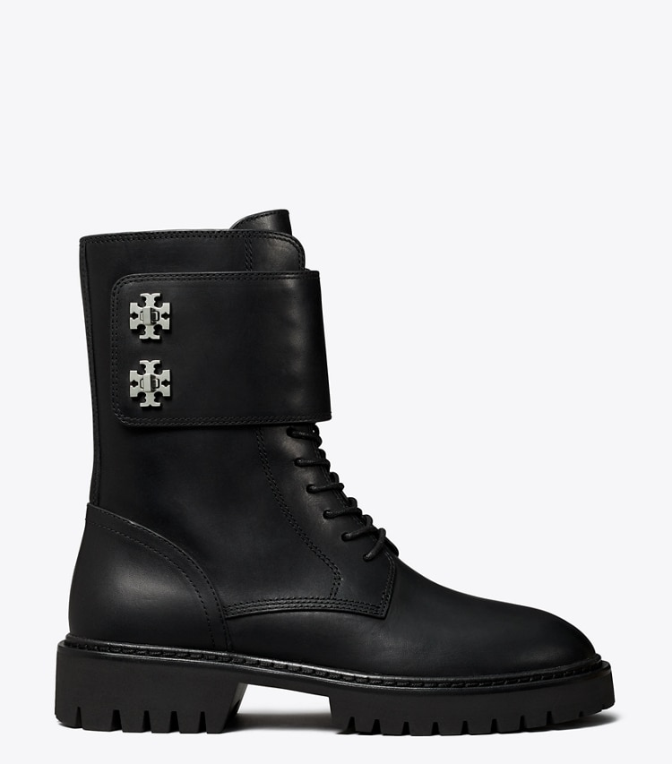 Tory Burch designer ankle boots Turnlock Lug Boot in PERFECT BLACK side