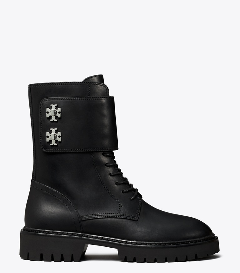 Tory Burch designer ankle boots Turnlock Lug Boot in PERFECT BLACK angle