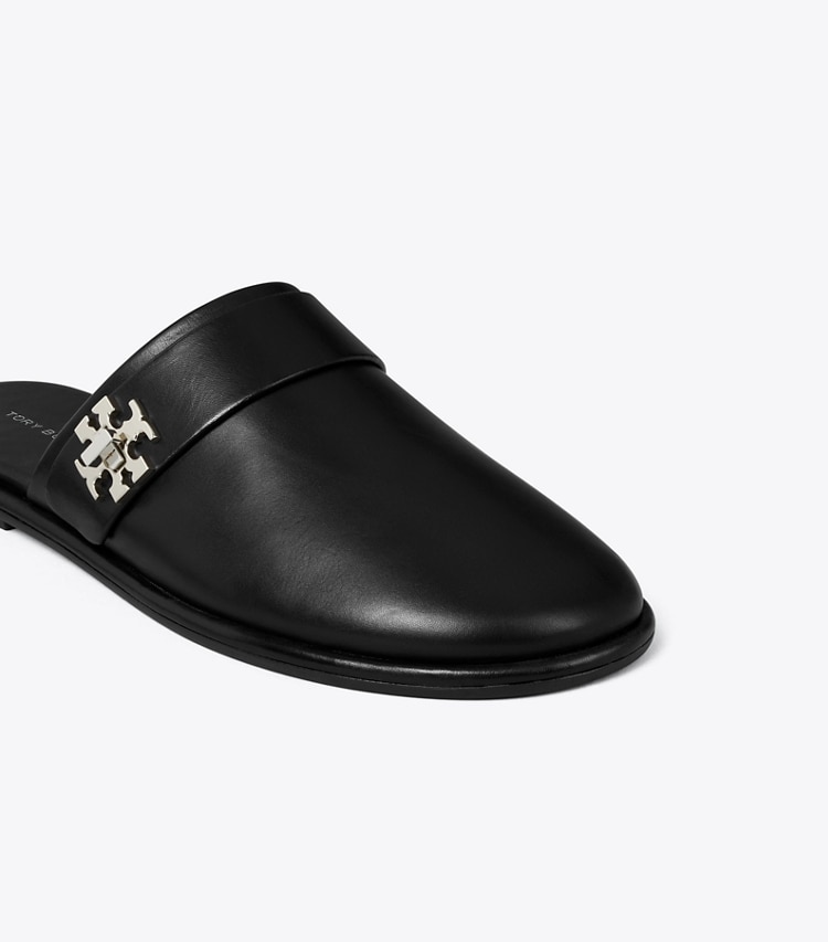 Tory Burch designer flats Turnlock Mule in PERFECT BLACK detail