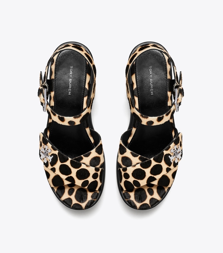 Tory Burch designer sandals Turnlock Platform Lug Heeled Sandal in TRENCH / PERFECT BLACK overhead
