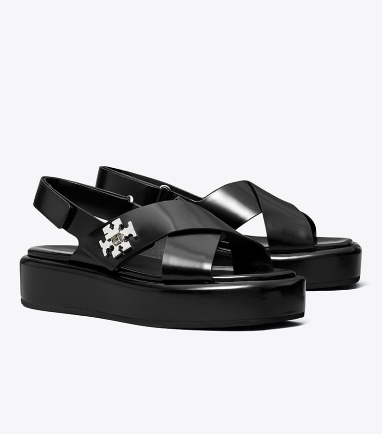 Tory Burch designer sandals Turnlock Platform Sandal in PERFECT BLACK angle